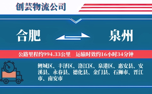 合肥到泉州物流