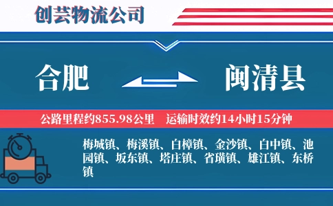 合肥到闽清县物流公司