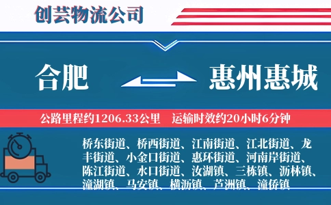 合肥到惠州惠城物流公司