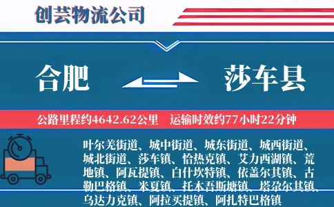 合肥到莎车县物流公司