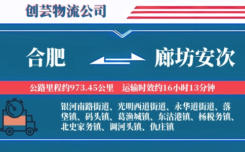 合肥到廊坊安次物流公司