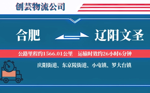 合肥到辽阳文圣物流公司