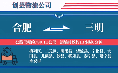 合肥到三明物流公司-轿车专线-直达服务