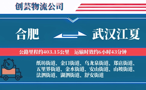 合肥到武汉江夏物流公司